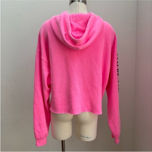 Aviator Nation Cropped Hoodie Rare Malibu Chili Cook Off Neon Pink Size Medium - Picture 8 of 11